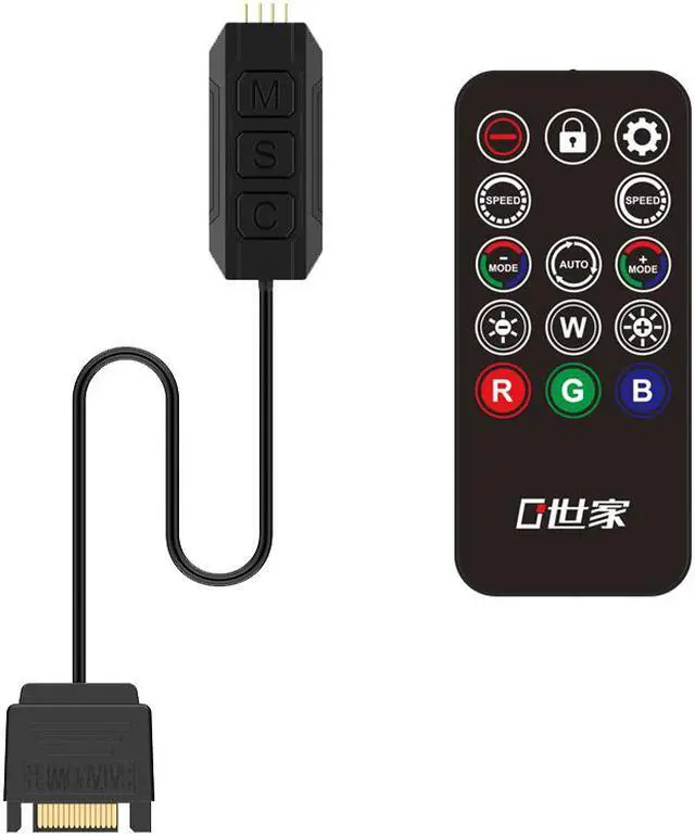 Alt view image 2 of 6 - EnLabs Wireless IR Remote 12V RGB Controller,12V 4 Pin to SATA AURA RGB Controller for Cooling Fan,LED Strip,Case Fan RGB SYNC-6.6FT Distance Using