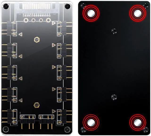 Alt view image 2 of 7 - ARGB Hub 5V 3Pin SYNC 11 Ports Splitter w/ Magnetic Standoff & PMMA Case,SATA to 3pin Addressable RGB Adpater for ASUS AURA GIGABYTE MSI ASRock LED Strip Lighting,Fans & Cooler- 1.64FT Extension Cable