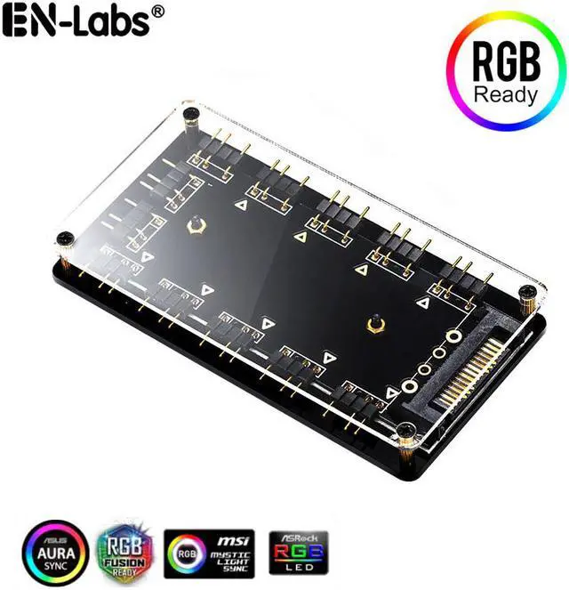 Main image of ARGB Hub 5V 3Pin SYNC 11 Ports Splitter w/ Magnetic Standoff & PMMA Case,SATA to 3pin Addressable RGB Adpater for ASUS AURA GIGABYTE MSI ASRock LED Strip Lighting,Fans & Cooler- 1.64FT Extension Cable