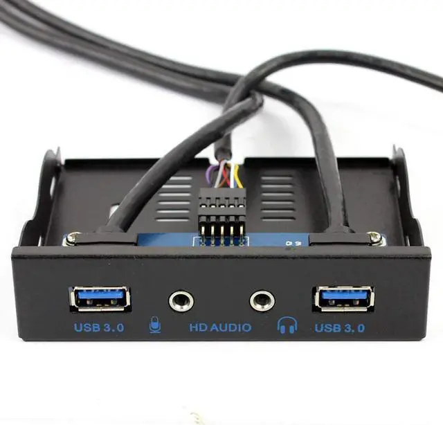 Alt view image 2 of 7 - 3.5" Front Panel USB 3.0 Hub, Motherboard 20 Pin to 2 Ports USB 3.0 Splitter, HD Audio Mic Connector Adapter with Internal Floppy Bay Bracket - 2 Feet Cables