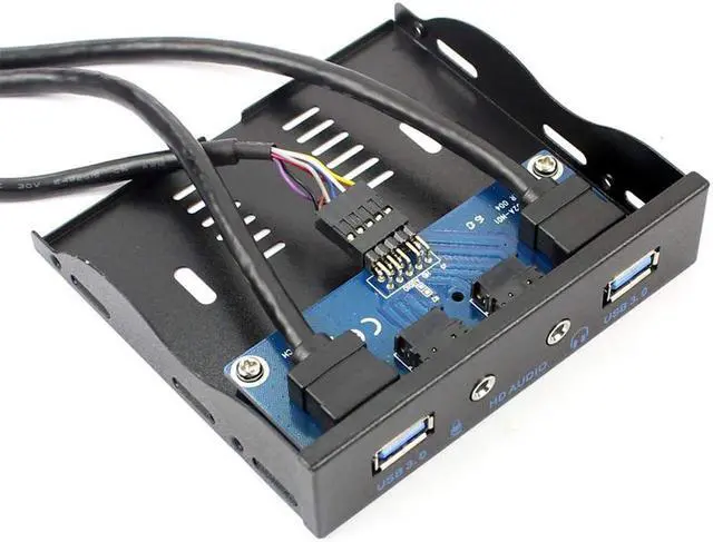Alt view image 3 of 7 - 3.5" Front Panel USB 3.0 Hub, Motherboard 20 Pin to 2 Ports USB 3.0 Splitter, HD Audio Mic Connector Adapter with Internal Floppy Bay Bracket - 2 Feet Cables