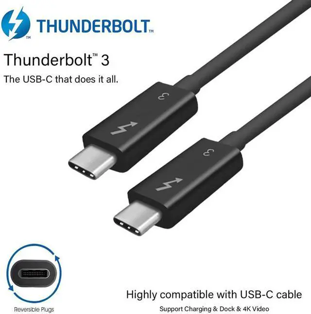 Alt view image 3 of 6 - Thunderbolt 3 Certified Cable 40Gpbs TB3 USB Type-C Cable Support 5K Vidoe,PD Charging 100W(20V 5A),USB C to C Compatible New MacBook Pro, iMac Pro,ThinkPad Yoga, Alienware 17 and More - 3.3ft