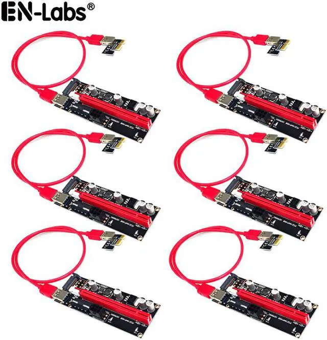 Main image of PCIe Riser Cable 1X to 16X Graphics Extension for GPU Mining Powered Riser Adapter Card, 60cm USB 3.0 Cable,PCI Express X1 to X16 GPU Mining Card, SATA,6Pin and Molex 3 Power Options-6pcs/Lot