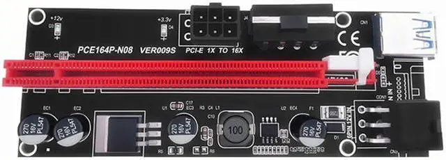 Alt view image 5 of 6 - PCIe Riser Cable 1X to 16X Graphics Extension for GPU Mining Powered Riser Adapter Card, 60cm USB 3.0 Cable,PCI Express X1 to X16 GPU Mining Card, TWO 6Pin and Molex 3 Power Options