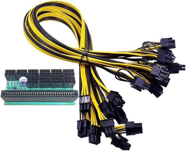 Alt view image 2 of 6 - EnLabs KITPSUSW6PX108P Mining Power Supply 12V GPU/PSU 10 Ports 6pin Breakout Board + 10pcs 18AWG PCI-E 6Pin to 6+2Pin Cables (19.69Inch), Power Adapter Board for HP 1200w/750w PSU Ethereum ETH ZEC