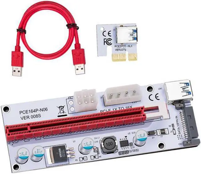 Alt view image 2 of 7 - 3-Packs GPU Riser PCI-E Express 1x to 16x  Mining Riser Card Cable,60cm USB 3.0 Cable,PCI Express X1 to X16 GPU Ethereum ETH Mining Card 4 Solid Capacitors LED Indicator Power by SATA,Molex, 6pin PCIe