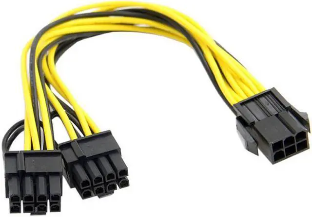 Alt view image 3 of 6 - EnLabs PCIE6PSPL8P20CM PCIe Power Splitter Cable, Video Card Dual 8 Pin to PSU 6-pin Power Adapter Cord,GPU PCI Express Card 6pin to 2 x 8pin(6+2) Internal Power Cable for Ethereum Mining - 8 Inches