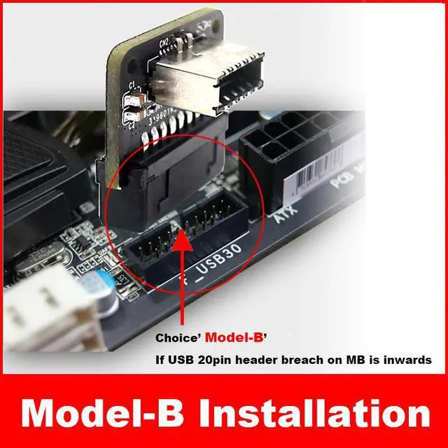 Alt view image 6 of 7 - Motherboard USB Header 20Pin/19P to USB 3.1 Type-E A-Key Internal Adapter for USB-C Front Panel Chassis Bracket Cable (Reverse Type)