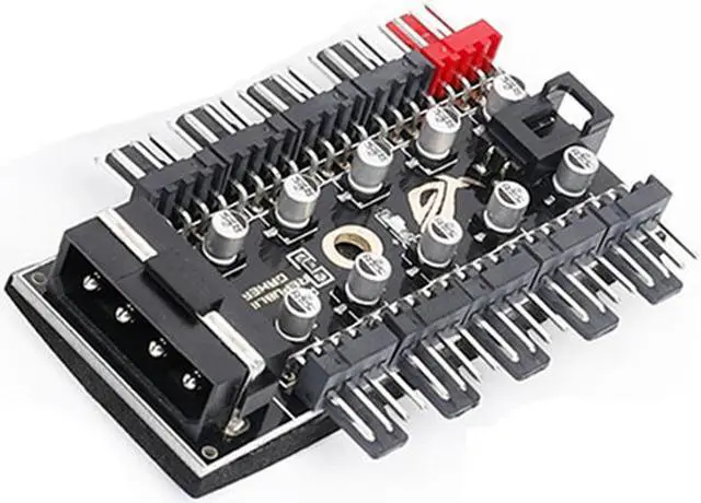 Alt view image 3 of 6 - EnLabs PWMHUB10D50 10 Ports PWM 4pin CPU Cooler / Case / Chassis Cooling  Fan Hub,10 Port 12V 4 Pin Fan PWM Fan Hub Controller,Power by Molex ,16 inches RPM Feedback Cable