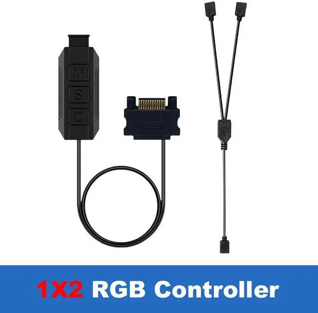 Alt view image 5 of 5 - 5V 3-Pin RGB / FRGB / ARGB / AURA Controller for Fans and Coolers w/ SATA 5V Power Cable - 1FT RGB 3pin Female 1 to 4 Splitter Cable Include