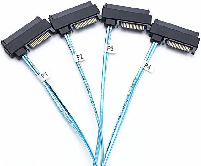 Alt view image 5 of 6 - SFF-8643 to SFF-8482 Cable, Internal HD Mini SAS SFF8643 Host  to 4 X 29 Pin SFF8482 Target Adapter Cord with SATA 15 Pin Power Port,1.6FT
