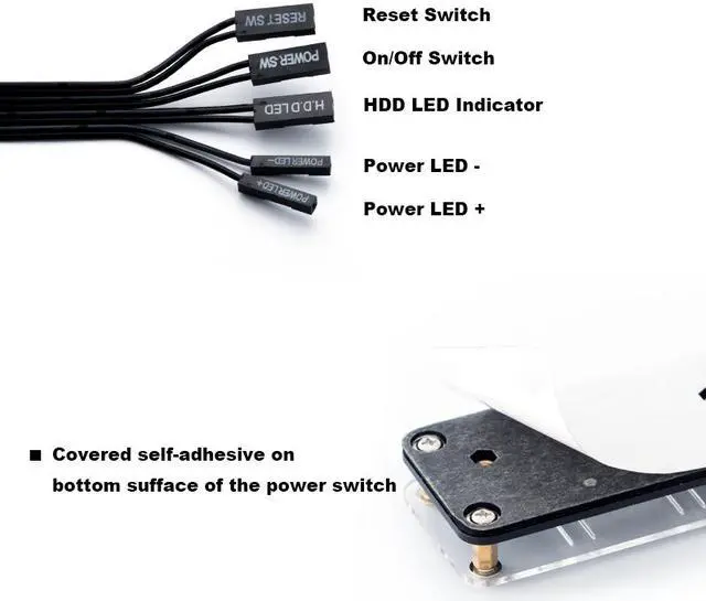 Alt view image 6 of 6 - Desktop Power Switch Button, PC Power Supply On/Off ,Reset Extension Switcher w/ HDD LED Indicator & PMMA Case for Motherboard-5FT