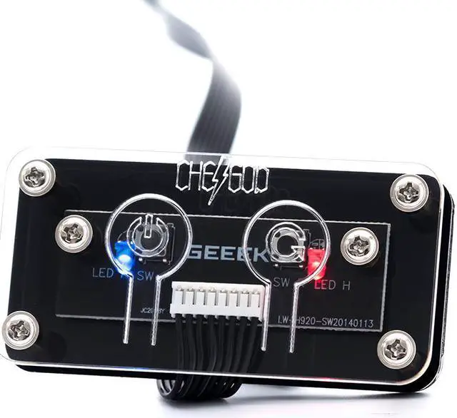 Alt view image 3 of 6 - Desktop Power Switch Button, PC Power Supply On/Off ,Reset Extension Switcher w/ HDD LED Indicator & PMMA Case for Motherboard-5FT
