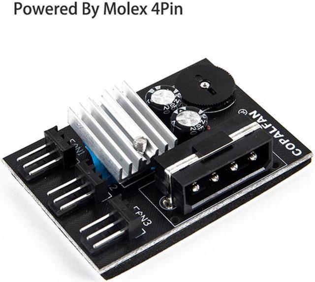 Alt view image 2 of 5 - EnLabs TX3CO3D Fan Speed Controller, Molex to 3 Ports 3pin 4-Pin Case Fan Hub Splitter Adapter, 12V CPU Cooler Continuously Voltage Regulator, Power by PSU IDE 4Pin Header