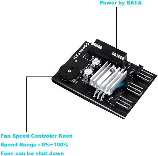 Alt view image 5 of 5 - EnLabs TX3CO3D Fan Speed Controller, Molex to 3 Ports 3pin 4-Pin Case Fan Hub Splitter Adapter, 12V CPU Cooler Continuously Voltage Regulator, Power by PSU IDE 4Pin Header