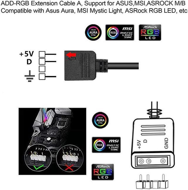 Alt view image 5 of 6 - ARGB LED Strip Lights 30LEDs for PC Case Motherboard w/ 3pin 5V Addressable RGB Header Compatible with Asus Aura, Asrock RGB Led, Gigabyte RGB Fusion, MSI Mystic Light - 1.64ft