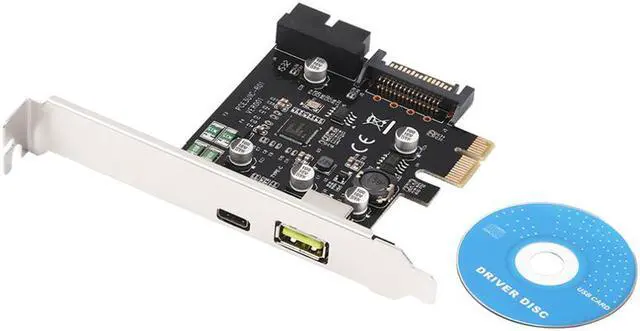 Alt view image 2 of 7 - SATA Powered 3 Ports(USB-C& USB 20pin) PCI-E to USB 3.0 Expansion Card w/ Type-A BC2.4A Charging, with 2 Ports USB 3.0 3.5" Floppy Bay Front Panel-2FT USB 20pin Header Splitter Cable