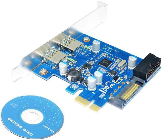 Alt view image 2 of 7 - 4 Ports USB 3.0 Expansion Card with 3.5-inch Front Panel, PCIe Express to 2 USB3 & Internal 20Pin to 2x USB Type-A Female Splitter Cable with Floppy Bay Bracket Combo Kit-2FT