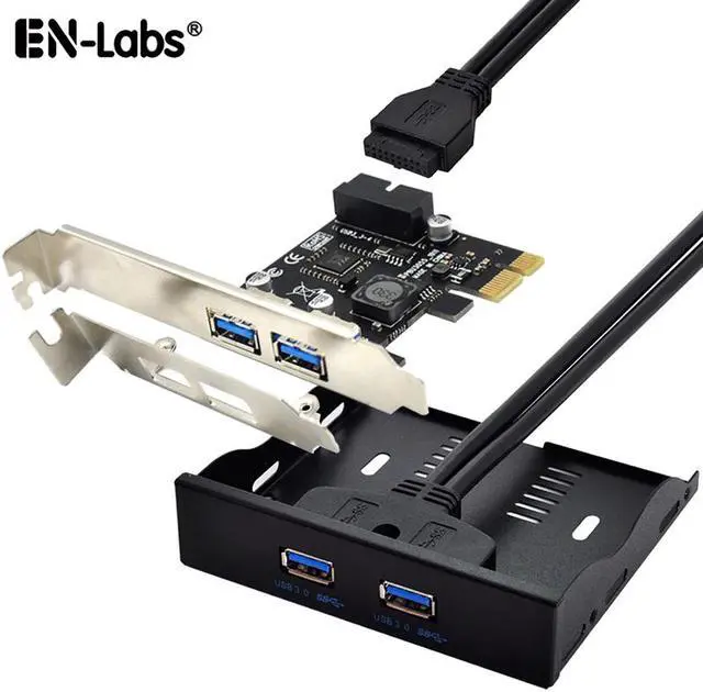 Main image of 3.5" USB 3.0 2 Ports Front Panel & PCIe to USB 4 Ports(2 USB Type-A+USB Internal 20pin) Expansion Card Kit w/ Low-Profile PCI Bracket, PCIe Express to 2 USB3 & Internal 20Pin to USB Splitter Cable-2FT