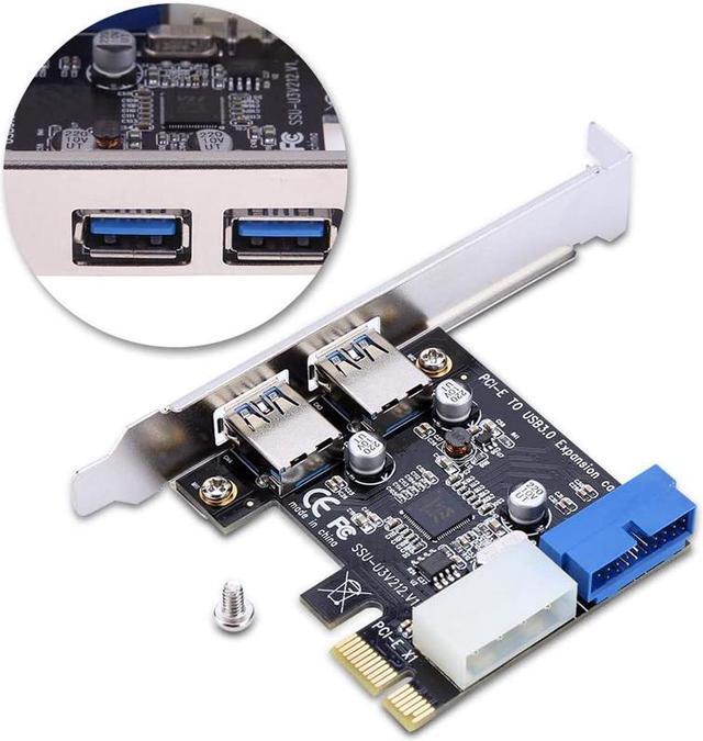 Alt view image 5 of 7 - 4 Port PCIE PCI-e to USB 3.0 (2 x Type A+ 20 Pin Internal) Expansion Card Hub Controller PCI Express Card Adapter w/ Molex Power