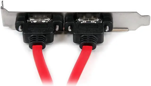 Alt view image 4 of 5 - SATA to eSATA Cable Adapter w/ PCI Slot Cover Plate Full Profile Bracket ,Dual Ports External SATA 6Gbps eSATA to Motherboard SATA Cord-18 inches,Red