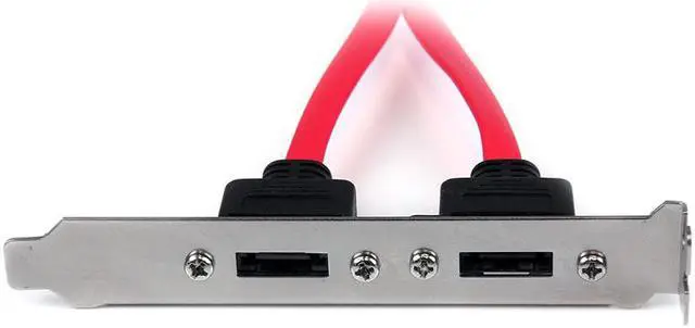 Alt view image 5 of 5 - SATA to eSATA Cable Adapter w/ PCI Slot Cover Plate Full Profile Bracket ,Dual Ports External SATA 6Gbps eSATA to Motherboard SATA Cord-18 inches,Red