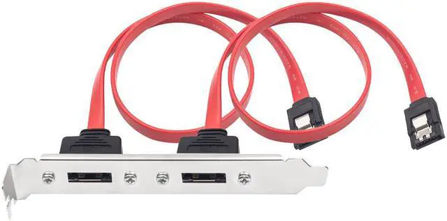 Alt view image 2 of 5 - SATA to eSATA Cable Adapter w/ PCI Slot Cover Plate Full Profile Bracket ,Dual Ports External SATA 6Gbps eSATA to Motherboard SATA Cord-18 inches,Red
