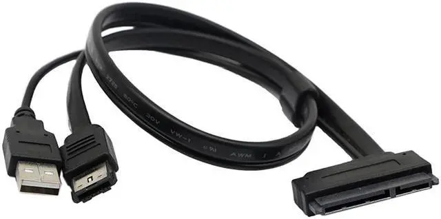 Alt view image 2 of 5 - USB Powered eSATA Data to 2.5'' Hard Disk Drive SATA 22Pin SSD Adapter Cable for Laptop PC - 1.64FT