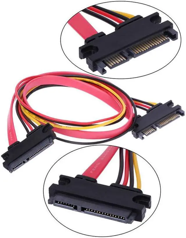Alt view image 4 of 5 - SATA 22Pin Power & Data Combo Extension Cable,SATA 7+15 Male to Female Cable-1 Foot