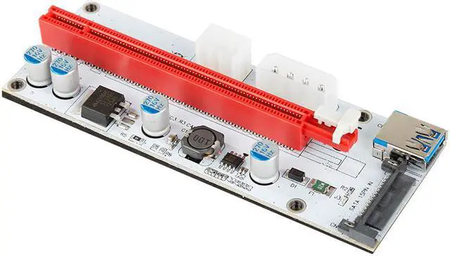 Alt view image 4 of 7 - PCI Express PCI-e 1X to 16X Mining Riser Card Cable, USB 3.0 Bitcoin Miner Machine X16 to PCI e Mining ETH GPU Riser Adapter Power by SATA, Molex 4pin , 6pin