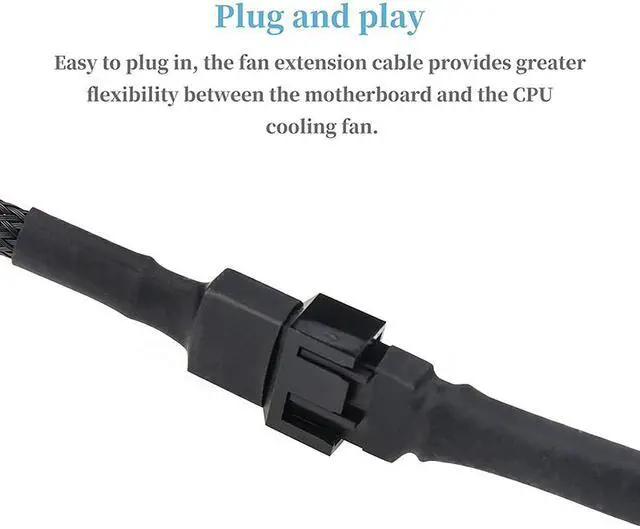 Alt view image 6 of 7 - 5 Pack 4 Pin PWM Fan Power Extension Cable with Black Sleeved Braided,CPU Cooler 4Pin Male to Female Adapter Cord for Computer ATX Case 4 Pin 3 Pin Cooling Fan - 15.7 Inch ,Black
