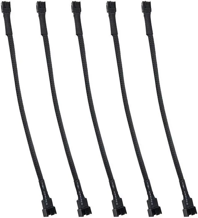 Alt view image 3 of 7 - 5 Pack 4 Pin PWM Fan Power Extension Cable with Black Sleeved Braided,CPU Cooler 4Pin Male to Female Adapter Cord for Computer ATX Case 4 Pin 3 Pin Cooling Fan - 15.7 Inch ,Black