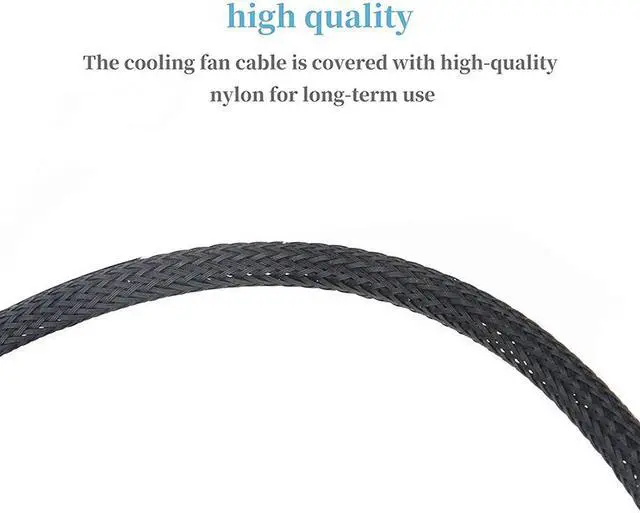 Alt view image 7 of 7 - 5 Pack 4 Pin PWM Fan Power Extension Cable with Black Sleeved Braided,CPU Cooler 4Pin Male to Female Adapter Cord for Computer ATX Case 4 Pin 3 Pin Cooling Fan - 15.7 Inch ,Black