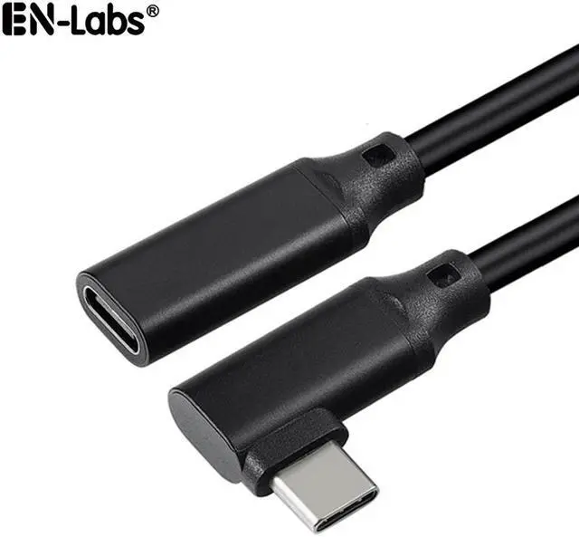 Main image of EnLabs USB10GCMF20CM90 USB Type C Male to Female Adapter,USB-C USB 3.1 Type-C  Right & Left Angled 90 Degree 4K@60Hz UHD with Audio/5A/10Gbps Extension Cable Laptop & Tablet & Cell Phone - 8inch,Black