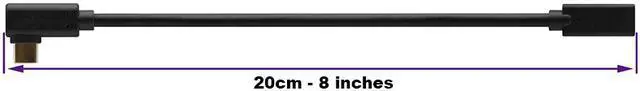 Alt view image 5 of 5 - EnLabs USB10GCMF20CM90 USB Type C Male to Female Adapter,USB-C USB 3.1 Type-C  Right & Left Angled 90 Degree 4K@60Hz UHD with Audio/5A/10Gbps Extension Cable Laptop & Tablet & Cell Phone - 8inch,Black