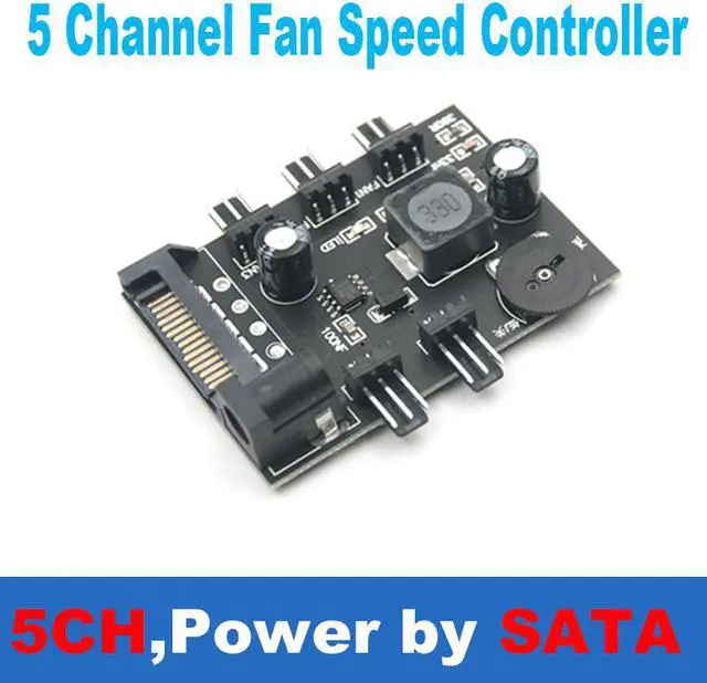 Alt view image 6 of 6 - 5 Channel Computer PC Case CPU Cooler 3pin cooling fan speed temperature controller, 5 Way 3 pin Fan Hub Power Supply Splitter by SATA 15 pin