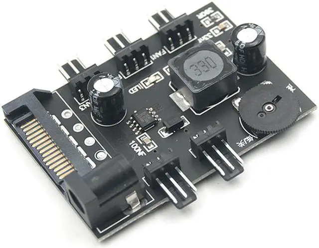 Alt view image 2 of 6 - 5 Channel Computer PC Case CPU Cooler 3pin cooling fan speed temperature controller, 5 Way 3 pin Fan Hub Power Supply Splitter by SATA 15 pin