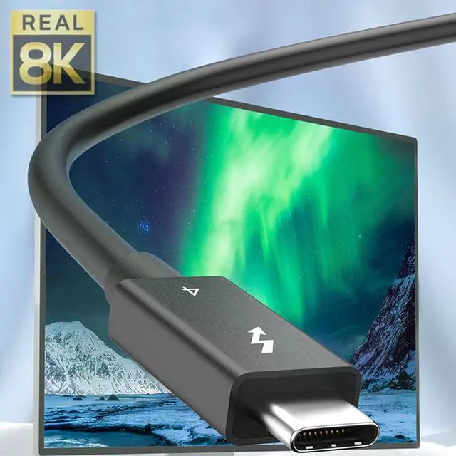 Alt view image 7 of 7 - Thunderbolt 4 Cable Compatible USB 4.0,40Gbps Data Transfer,100W PD Charging Support 8K@60Hz or 2X 4K@60Hz Video, Compatible with Thunderbolt 4/3, External SSD, USB-C Docking Station - 3.3FT