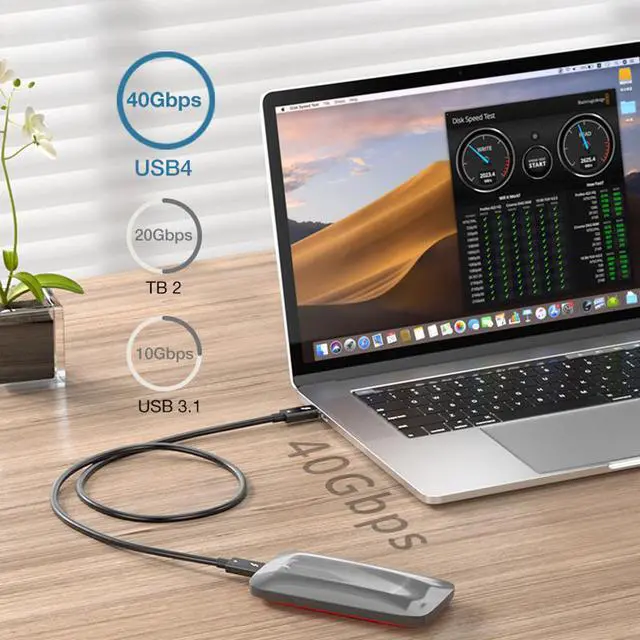 Alt view image 5 of 7 - Thunderbolt 4 Cable Compatible USB 4.0,40Gbps Data Transfer,100W PD Charging Support 8K@60Hz or 2X 4K@60Hz Video, Compatible with Thunderbolt 4/3, External SSD, USB-C Docking Station - 3.3FT