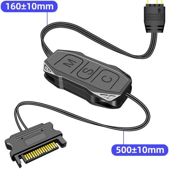 Alt view image 2 of 6 - EnLabs 5V 3pin ARGB Controller for Computer PC RGB Fan,5V 3 Pin to SATA LED Controller Cable Adapter for Light Strip,Water Cooler Radiators - 1.64FT