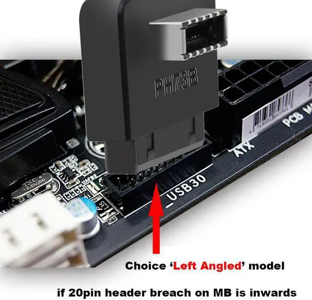 Alt view image 4 of 4 - USB 3.0 / 3.1 Gen 2 IDC 20Pin to USB 3.1/3.2 Type-E A-Key Motherboard Internal USB Header Adapter Converter for Type C Front Panel Chassis Bracket (Reverse Type-90 degree)