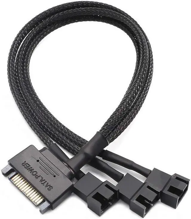 Alt view image 2 of 7 - EN-Labs SATA to 3 Pin 4 Pin Fan Sleeved Power Splitter Cable Adapter,15Pin SATA to 3 x TX3 / TX4 (PWM) 12V PC Case Fan Cooler Y Splitter Power Extension Cord - 10 Inch,Black