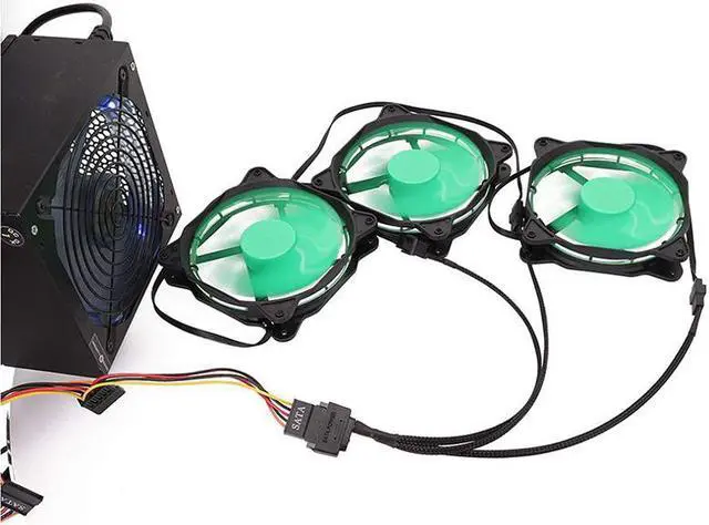 Alt view image 7 of 7 - EN-Labs SATA to 3 Pin 4 Pin Fan Sleeved Power Splitter Cable Adapter,15Pin SATA to 3 x TX3 / TX4 (PWM) 12V PC Case Fan Cooler Y Splitter Power Extension Cord - 10 Inch,Black