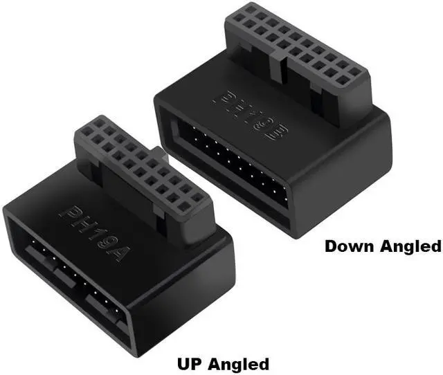 Alt view image 2 of 6 - EnLabs U320PINAD90D USB 3.0 Motherboard 20pin Header Male to Female Extension Adpaters UP & Down Angled 90 Degre Adpater Included ,USB3.0 19pin/20pin Extender Connector for Motherboard Mainboard