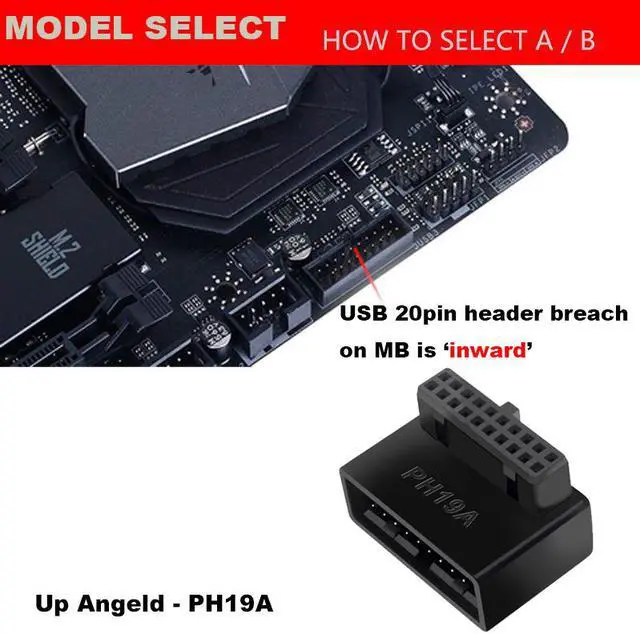 Alt view image 5 of 6 - EnLabs U320PINAD90D USB 3.0 Motherboard 20pin Header Male to Female Extension Adpaters UP & Down Angled 90 Degre Adpater Included ,USB3.0 19pin/20pin Extender Connector for Motherboard Mainboard