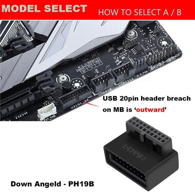 Alt view image 6 of 6 - EnLabs U320PINAD90D USB 3.0 Motherboard 20pin Header Male to Female Extension Adpaters UP & Down Angled 90 Degre Adpater Included ,USB3.0 19pin/20pin Extender Connector for Motherboard Mainboard