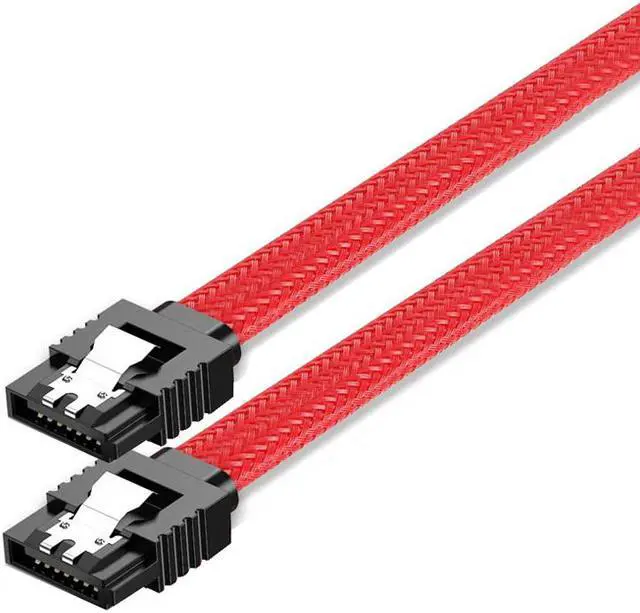 Alt view image 2 of 7 - EN-Labs SATA 3.0 Cable,Sleeved SATA III Straight HDD SDD Data Cable,Nylon Braided Cable with Locking Latch for SATA HDD, SSD, CD Driver, CD Writer - 18 inches,Red