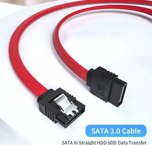 Alt view image 4 of 7 - EN-Labs SATA 3.0 Cable,Sleeved SATA III Straight HDD SDD Data Cable,Nylon Braided Cable with Locking Latch for SATA HDD, SSD, CD Driver, CD Writer - 18 inches,Red