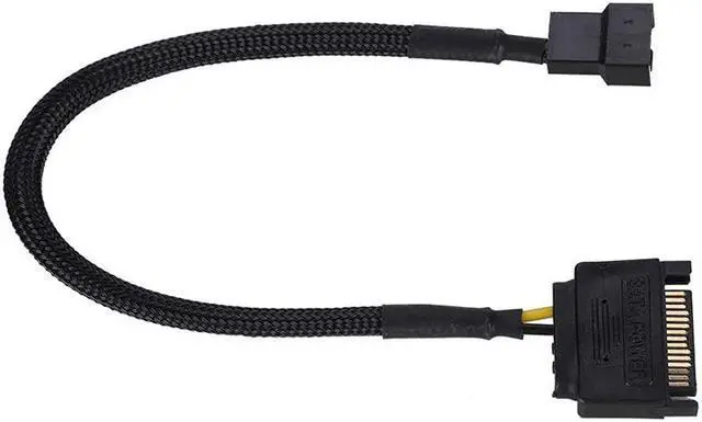 Alt view image 2 of 6 - EN-Labs SATA to 3 Pin 4 Pin Fan Sleeved Power Splitter Cable Adapter,15Pin SATA to TX3 / TX4 (PWM) 12V PC Case Fan Cooler Y Splitter Power Extension Cord - 10 Inch,Black
