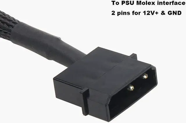 Alt view image 5 of 7 - EN-Labs Molex to 3 Pin 4 Pin Fan Sleeved Power Splitter Cable Adapter,Molex to 5 x TX3 / TX4 (PWM) 12V PC Case Fan Cooler Y Splitter Power Extension Cord - 10 Inch,Black